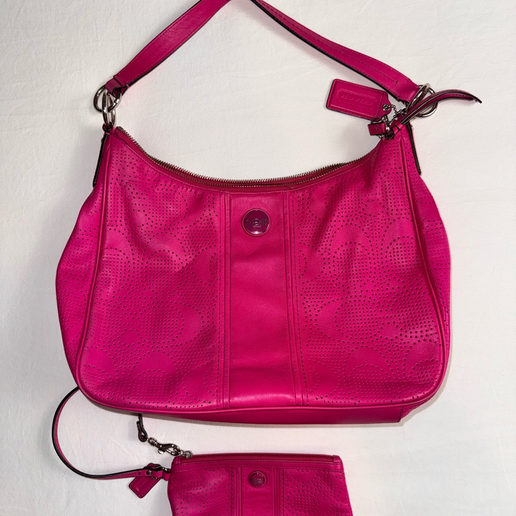 Coach Madison Sophia Satchel & Coin Purse - Rare Hot Pink Laser-Cut